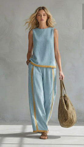 Tweedelige set dames | Mouwloze top met wijde broek