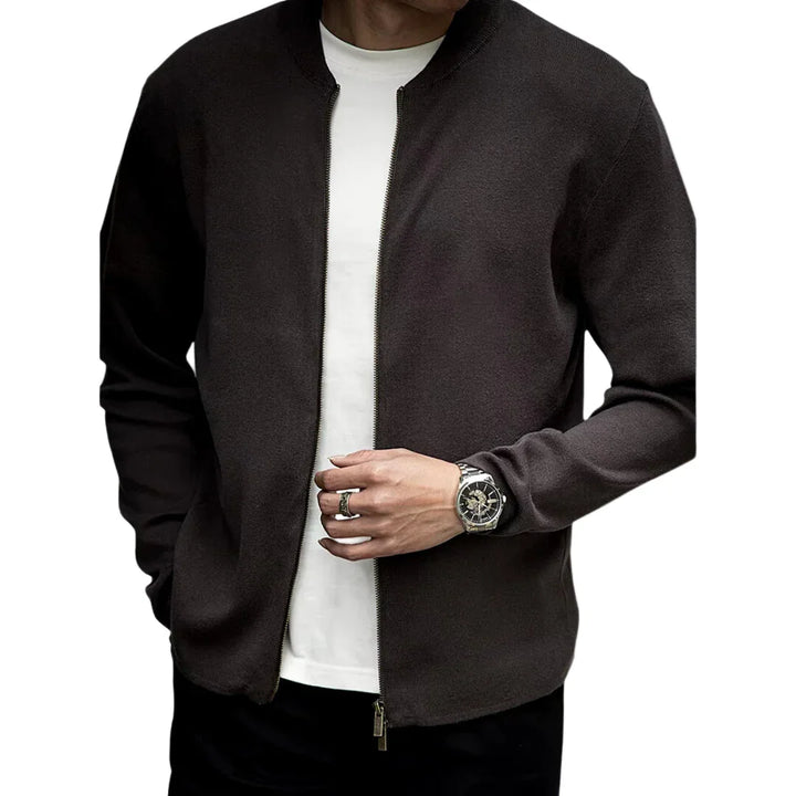 Heren zip sweater | Basic trui met rits in zwart
