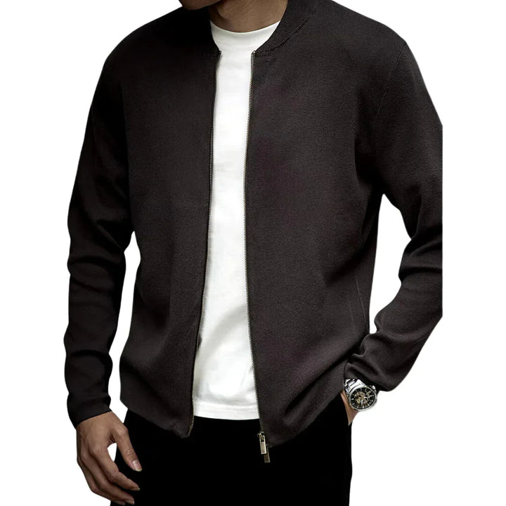 Heren zip sweater | Basic trui met rits in zwart