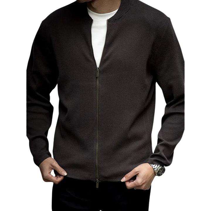 Heren zip sweater | Basic trui met rits in zwart