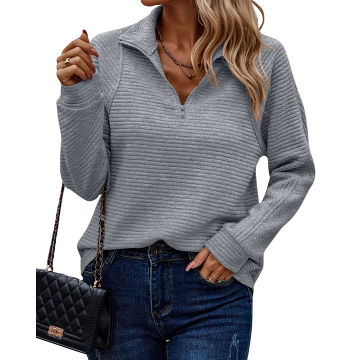 Stacey Sweater | Dames gebreide trui met halve rits