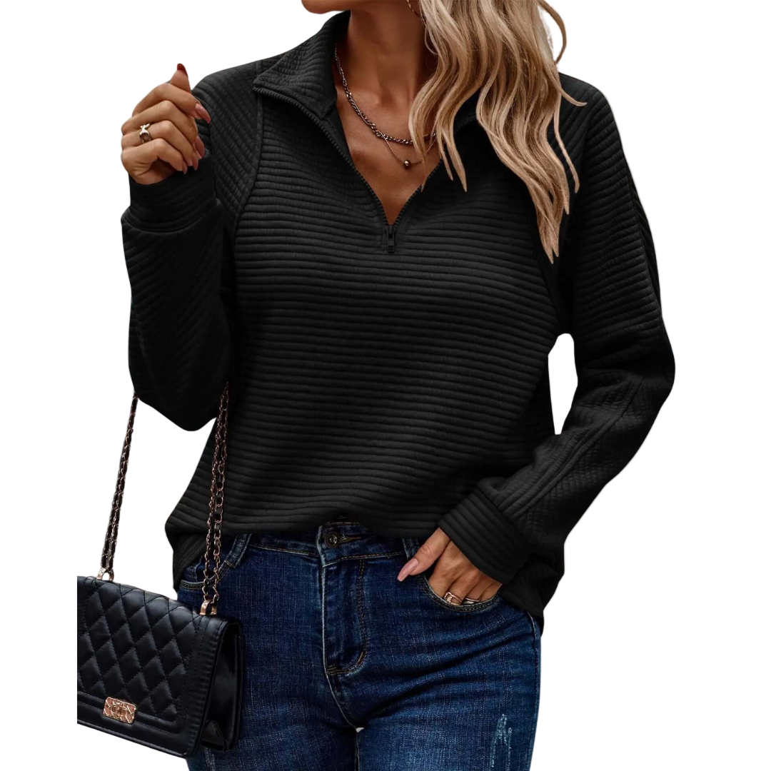 Stacey Sweater | Dames gebreide trui met halve rits