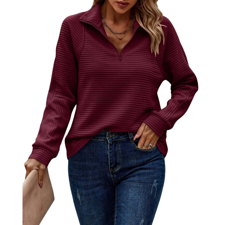 Stacey Sweater | Dames gebreide trui met halve rits