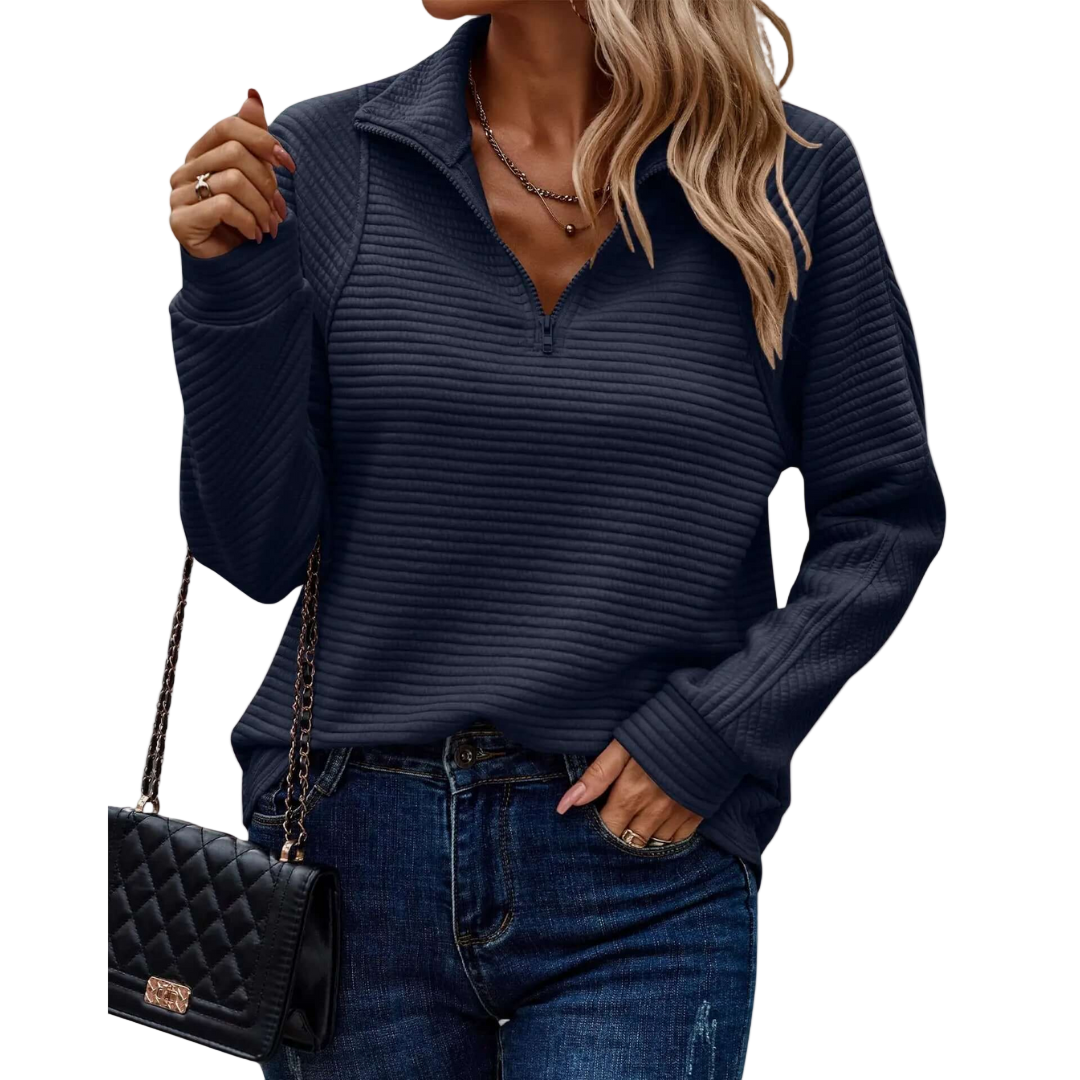Stacey Sweater | Dames gebreide trui met halve rits