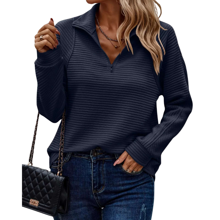 Stacey Sweater | Dames gebreide trui met halve rits