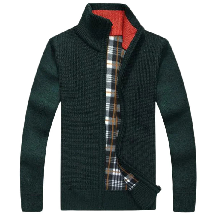 Heren cardigan | Gebreid vest met rits en warme voering