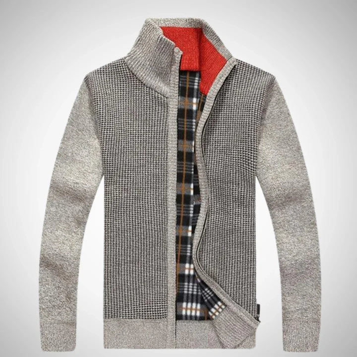 Heren cardigan | Gebreid vest met rits en warme voering