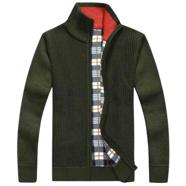 Heren cardigan | Gebreid vest met rits en warme voering