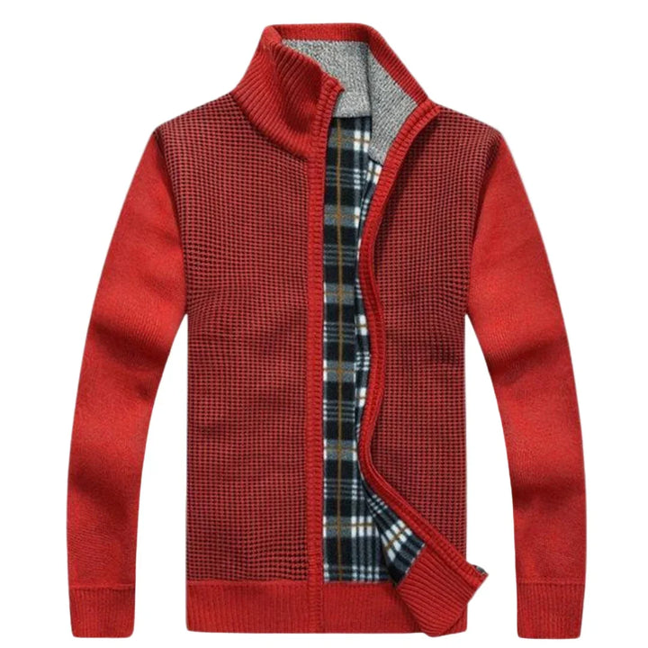Heren cardigan | Gebreid vest met rits en warme voering