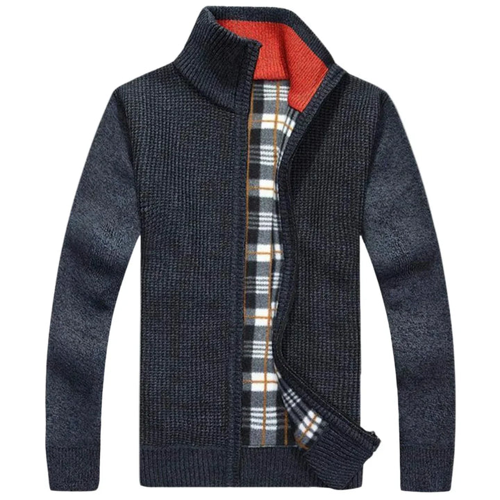 Heren cardigan | Gebreid vest met rits en warme voering