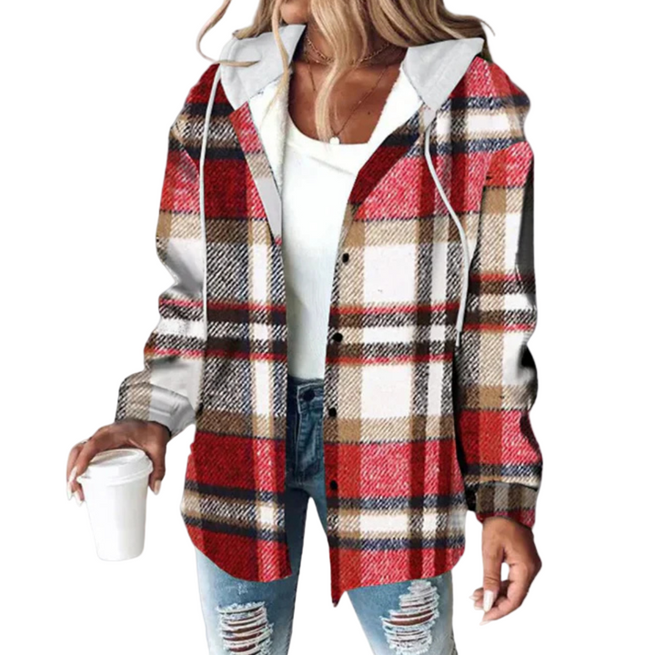 Modern Check | Dames capuchonjas met ruitpatroon en capuchon