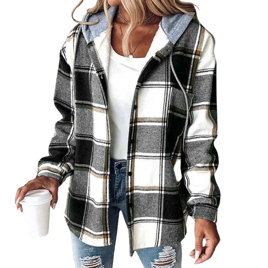 Modern Check | Dames capuchonjas met ruitpatroon en capuchon