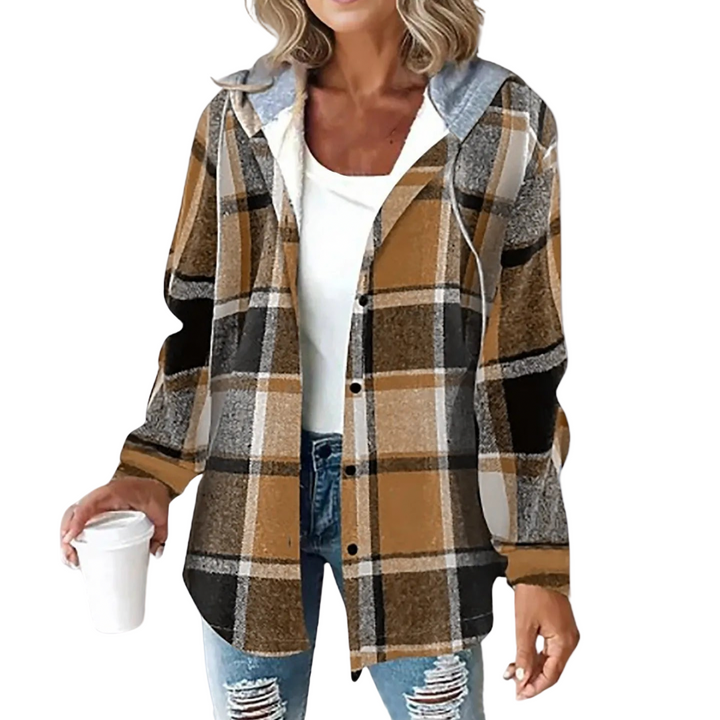 Modern Check | Dames capuchonjas met ruitpatroon en capuchon