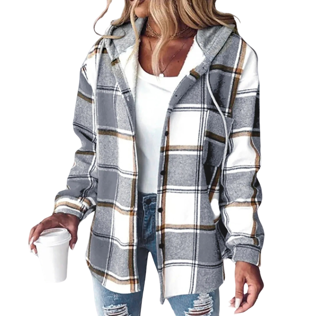 Modern Check | Dames capuchonjas met ruitpatroon en capuchon