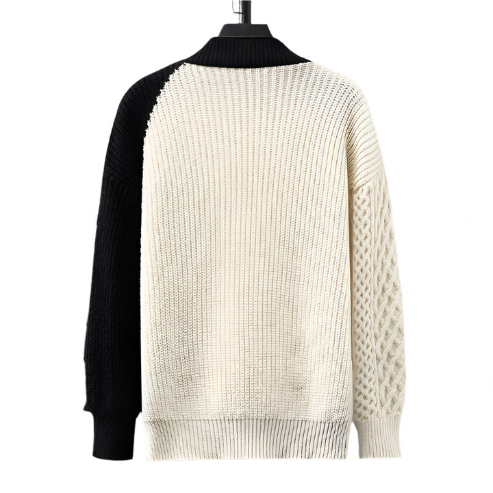 UrbanPatch | Kabel‑patchwork vest met toggle‑sluiting