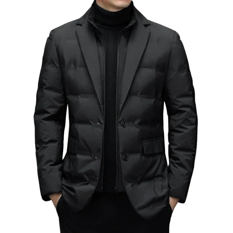 Heren winterjas | Gewatteerde blazer jas met knopen en zakken