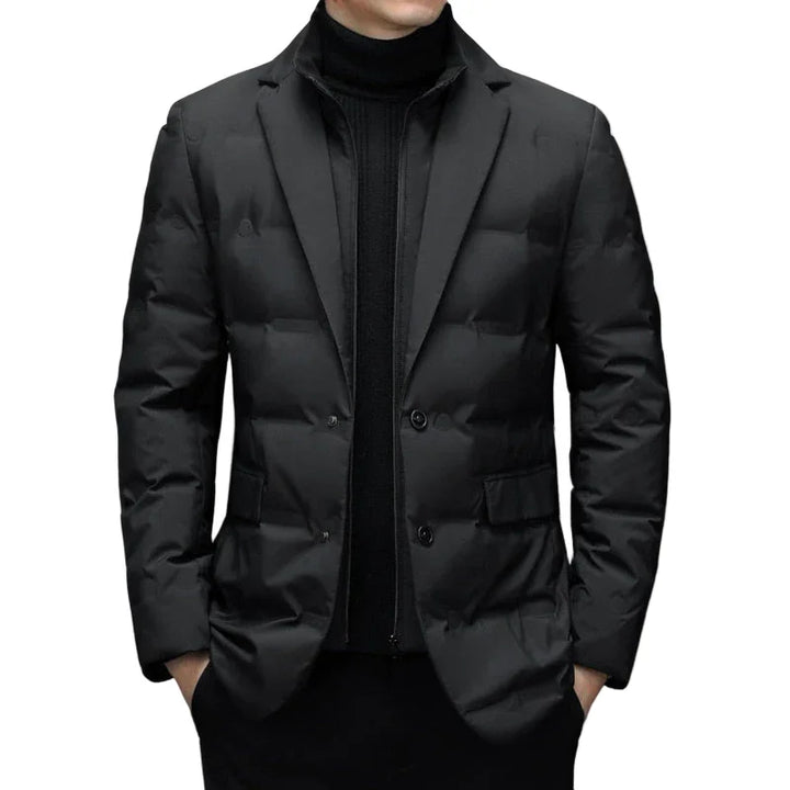 Heren winterjas | Gewatteerde blazer jas met knopen en zakken