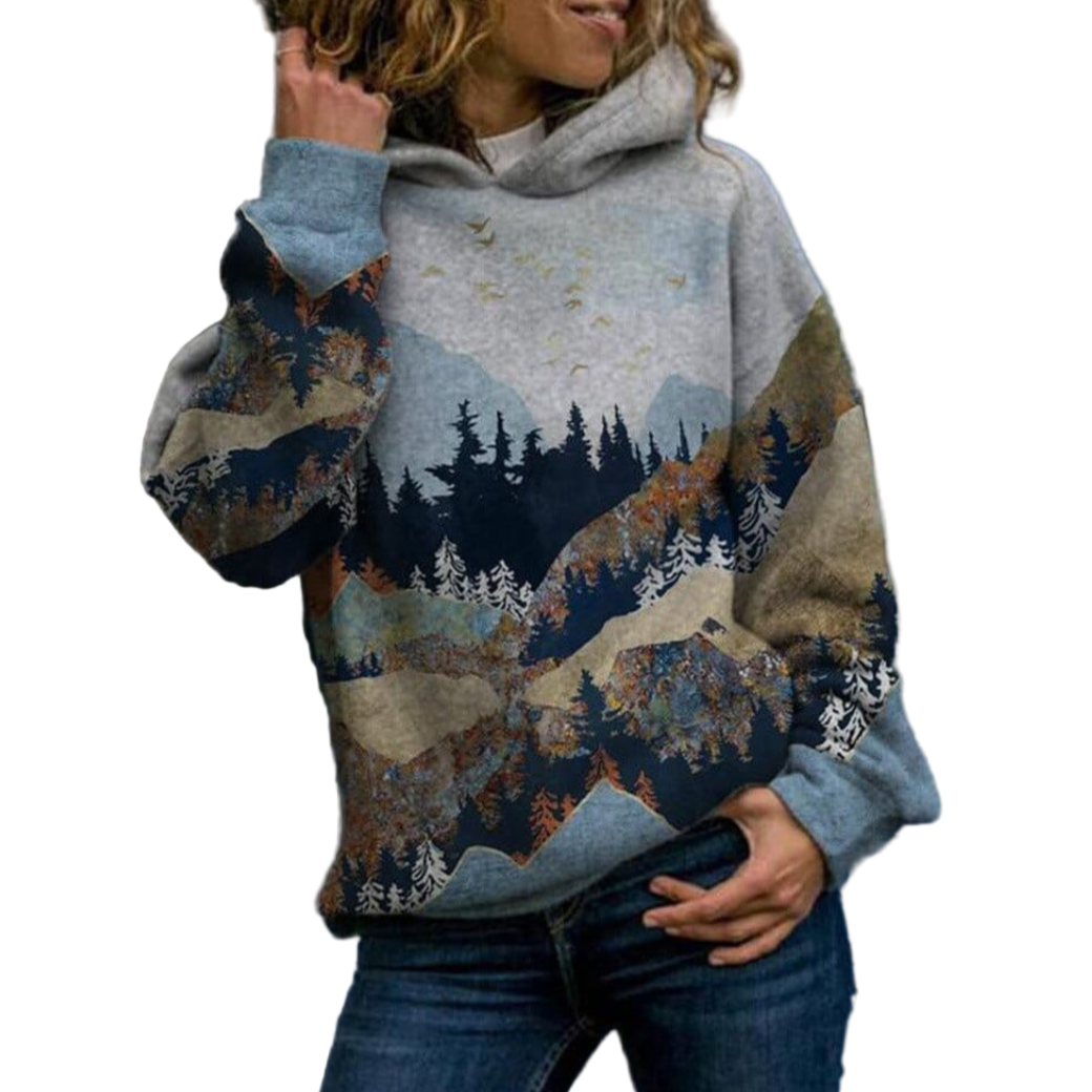 Landschap Hoodie | Dames trui met bergprint
