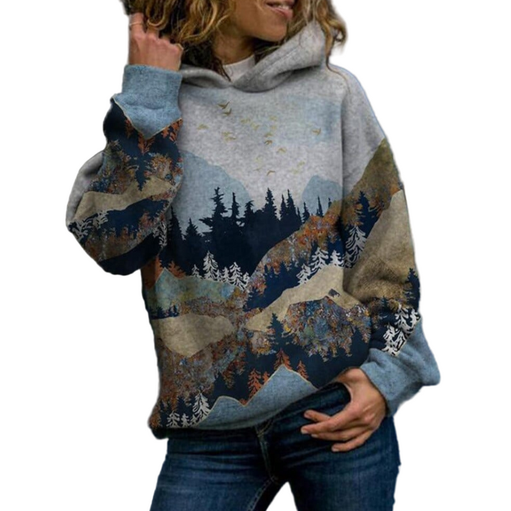 Landschap Hoodie | Dames trui met bergprint