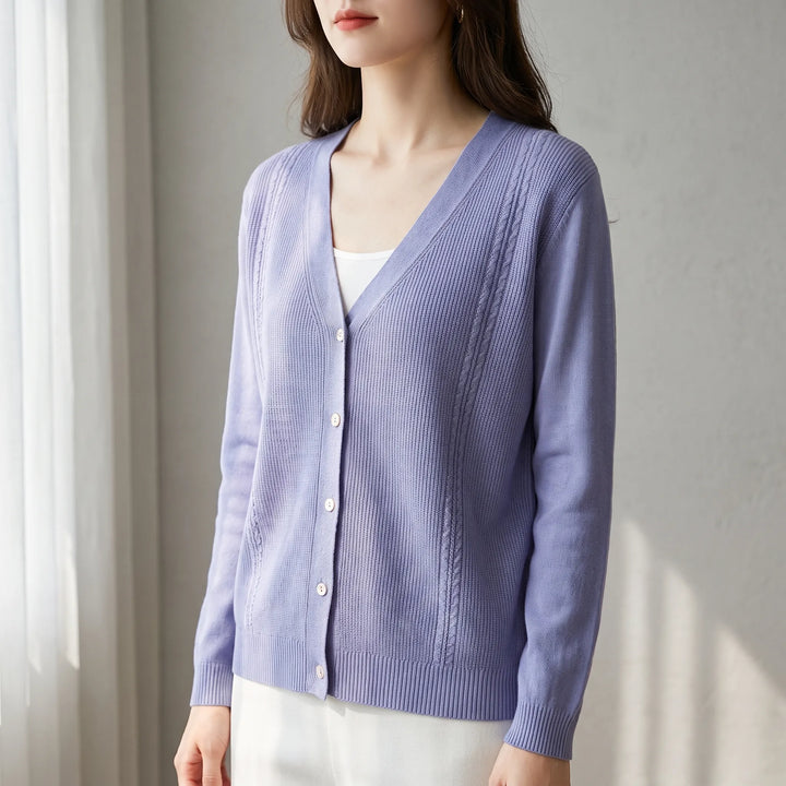 Vest dames | Fijngebreid model met v-hals en sierdetails