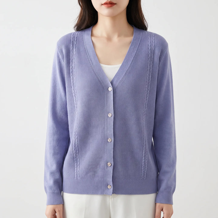 Vest dames | Fijngebreid model met v-hals en sierdetails