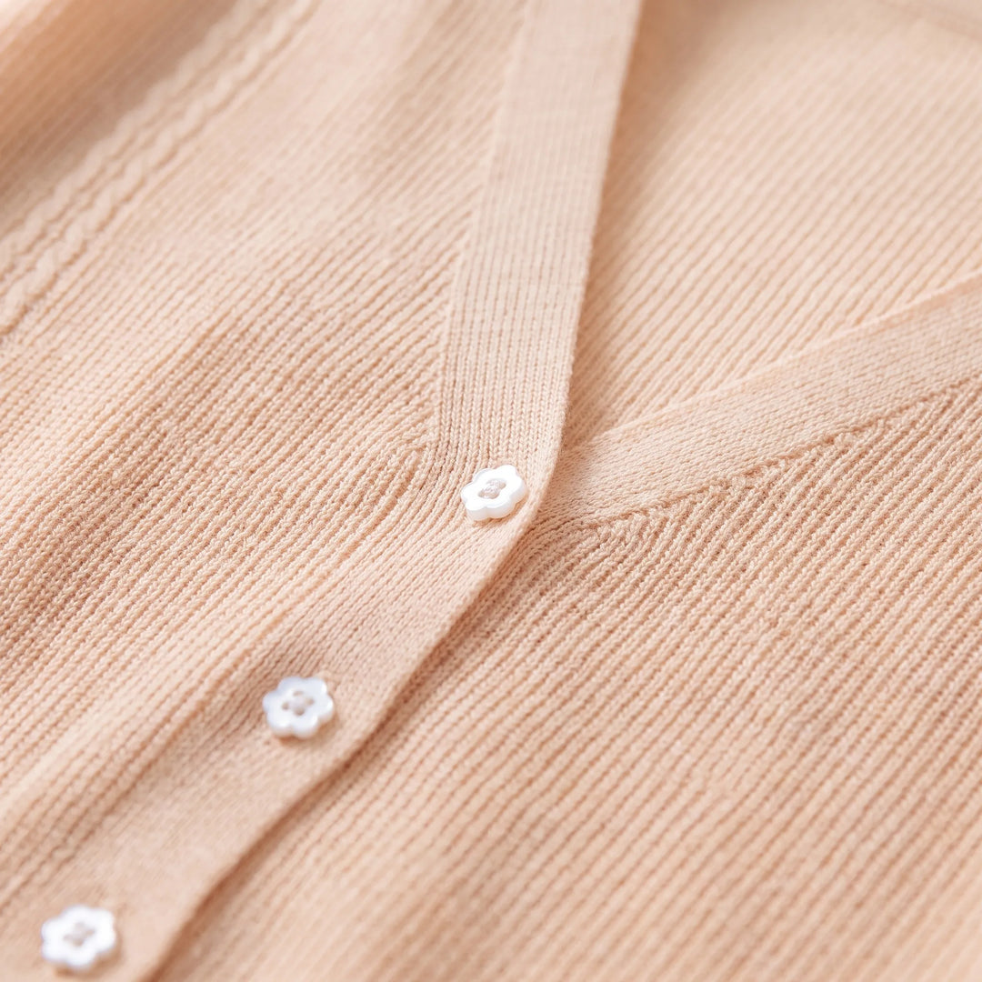 Vest dames | Fijngebreid model met v-hals en sierdetails