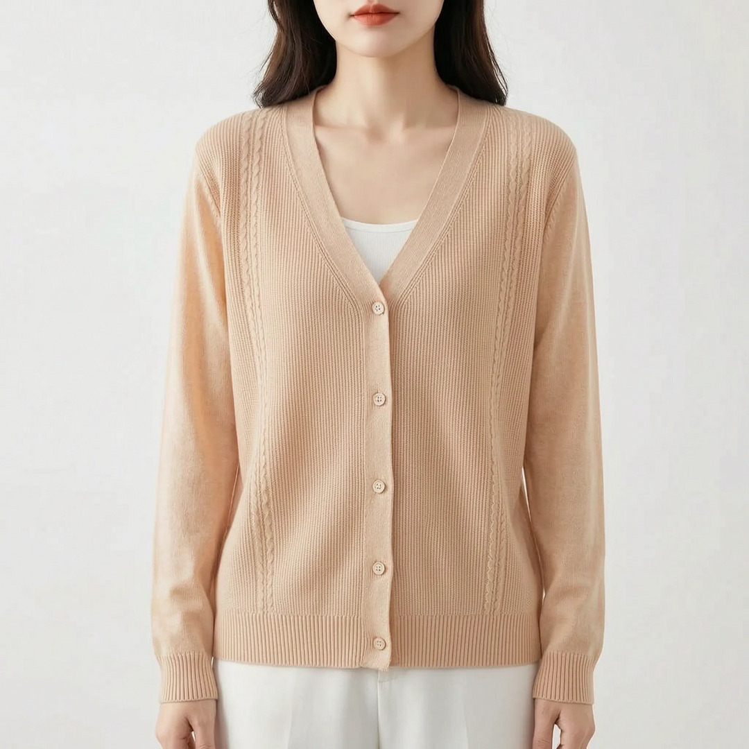 Vest dames | Fijngebreid model met v-hals en sierdetails