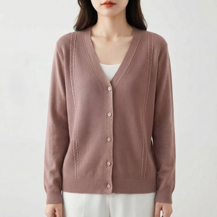 Vest dames | Fijngebreid model met v-hals en sierdetails