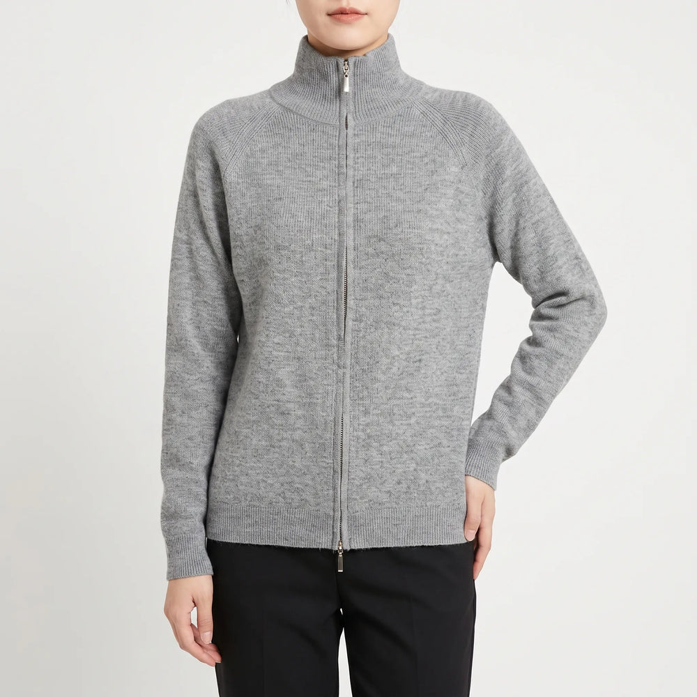 Vest dames | Gebreid model met hoge hals en dubbele rits