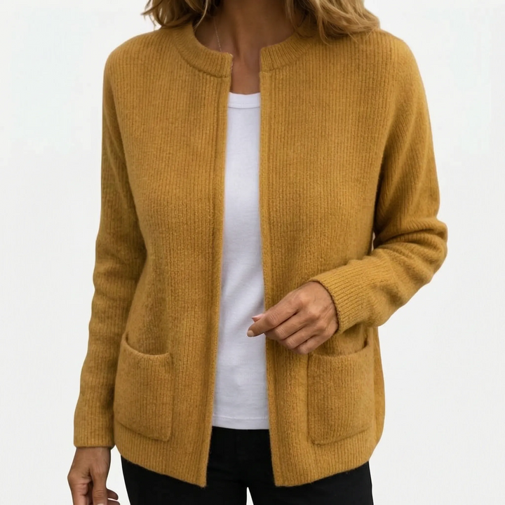 Vest dames | Gebreid vest met open voorkant en steekzakken