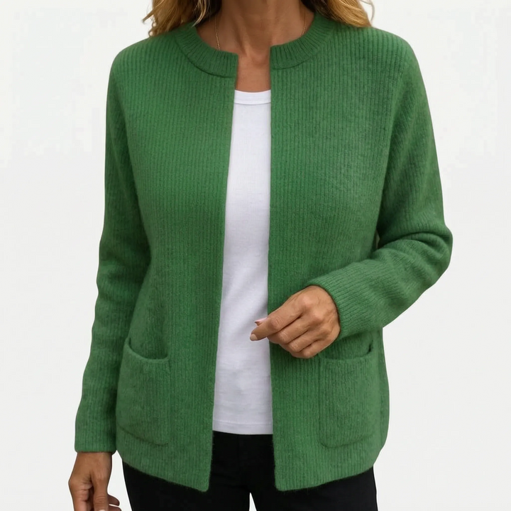 Vest dames | Gebreid vest met open voorkant en steekzakken