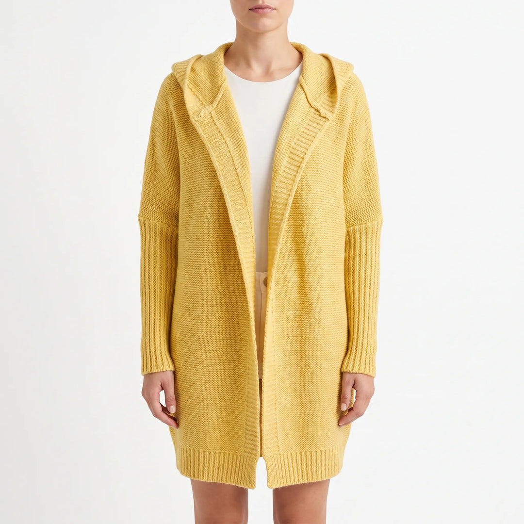 Vest dames | Lang gebreid oversized model met capuchon