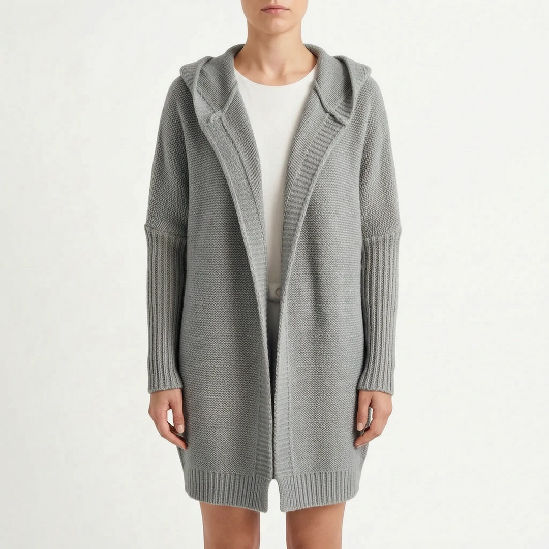 Vest dames | Lang gebreid oversized model met capuchon