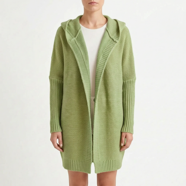 Vest dames | Lang gebreid oversized model met capuchon