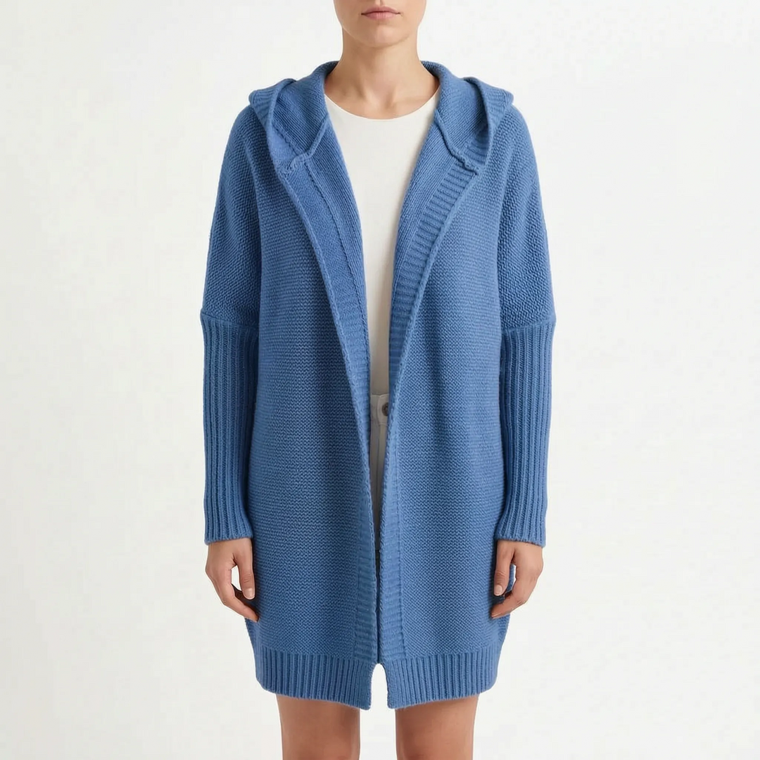 Vest dames | Lang gebreid oversized model met capuchon