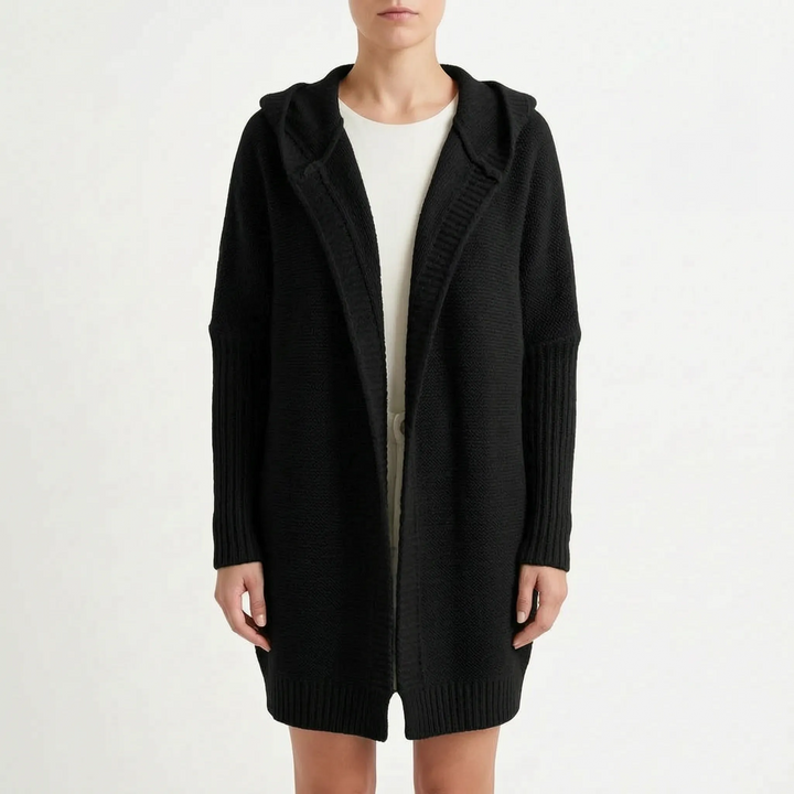 Vest dames | Lang gebreid oversized model met capuchon