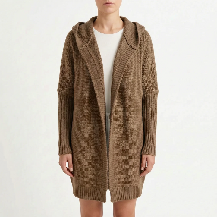 Vest dames | Lang gebreid oversized model met capuchon