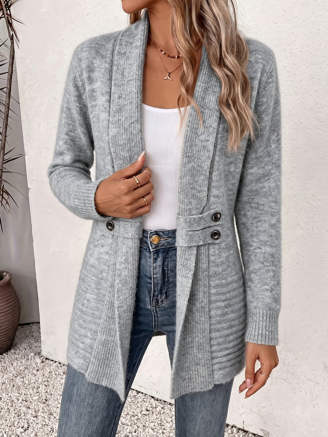 Vest dames | Lang gebreid vest met elegante pasvorm