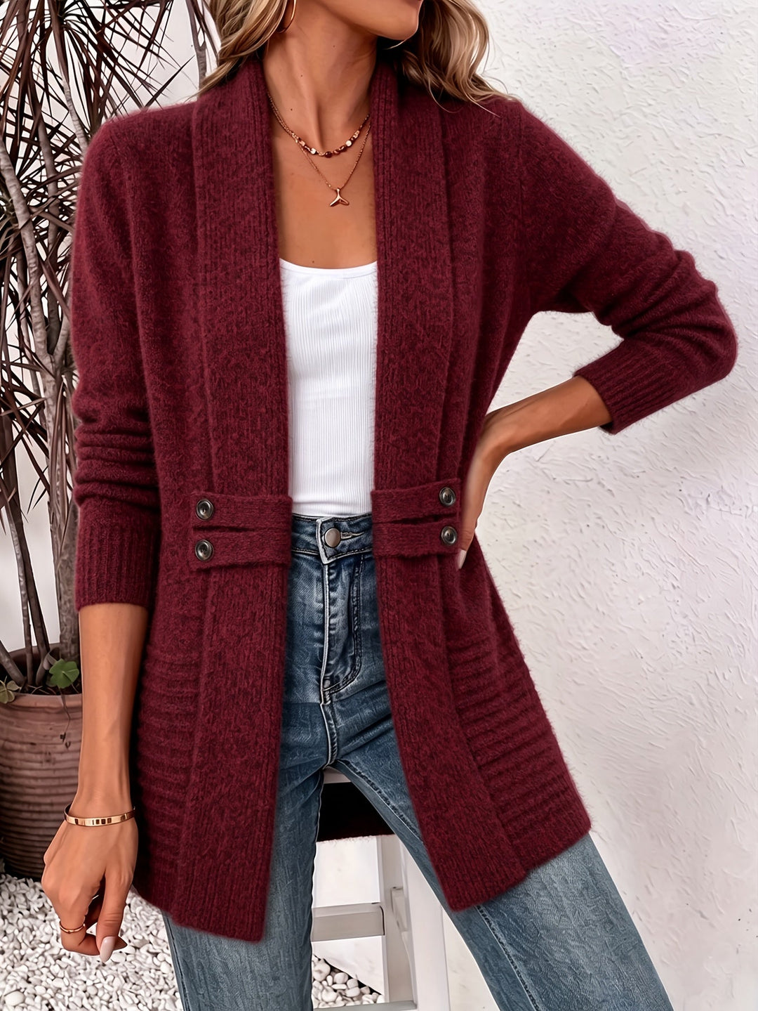 Vest dames | Lang gebreid vest met elegante pasvorm