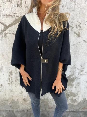 Vest dames | Oversized model met opstaande kraag en rits