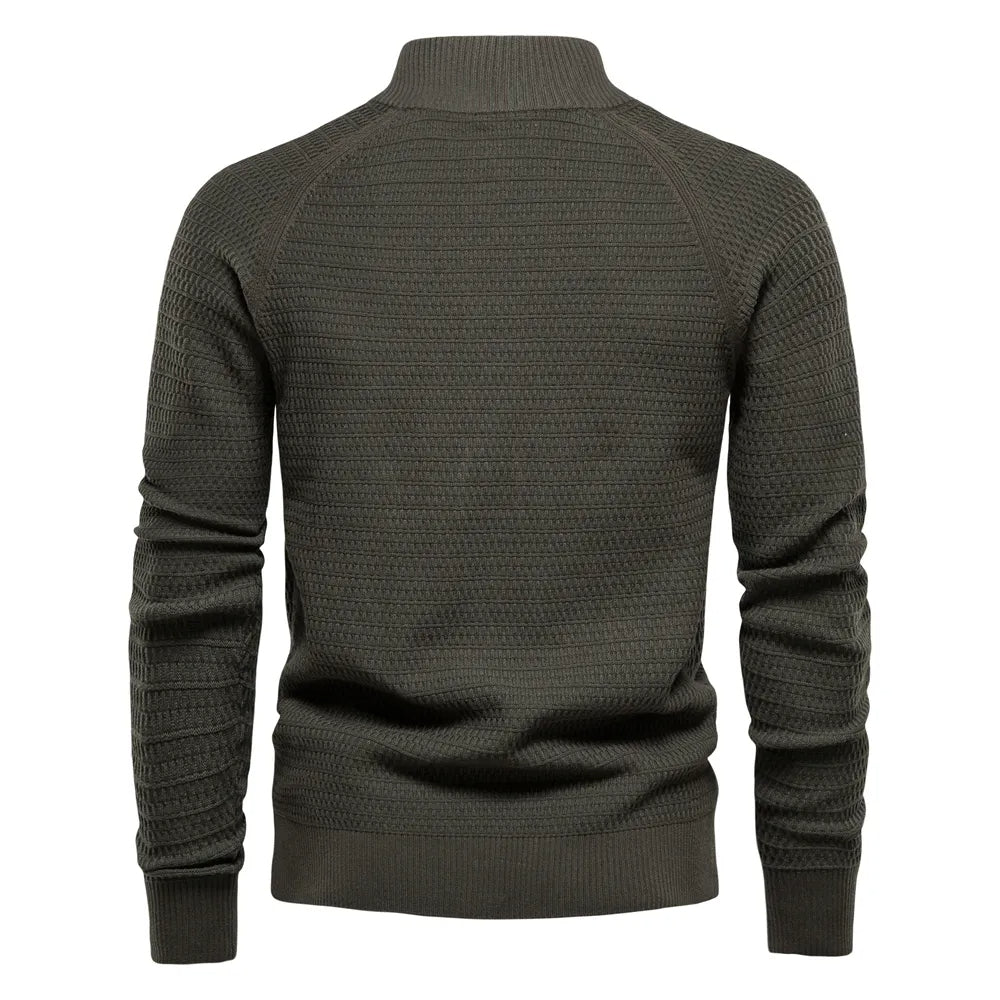 Vest heren | Gebreid model met knopen en opstaande kraag