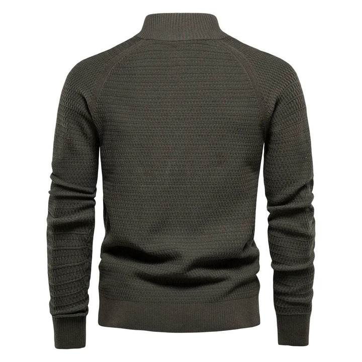 Vest heren | Gebreid model met knopen en opstaande kraag
