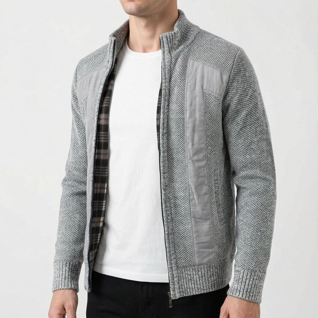 Vest heren | Gebreid model met ritssluiting en opstaande kraag