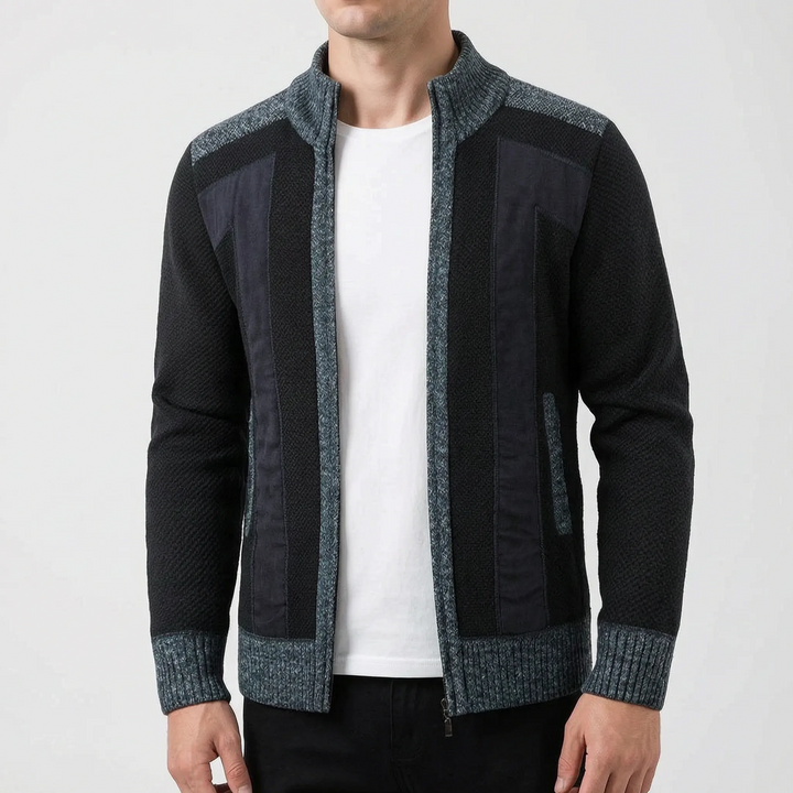 Vest heren | Gebreid model met ritssluiting en opstaande kraag