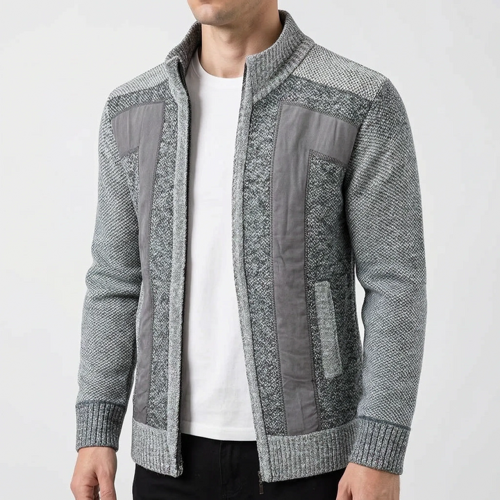 Vest heren | Gebreid model met ritssluiting en opstaande kraag