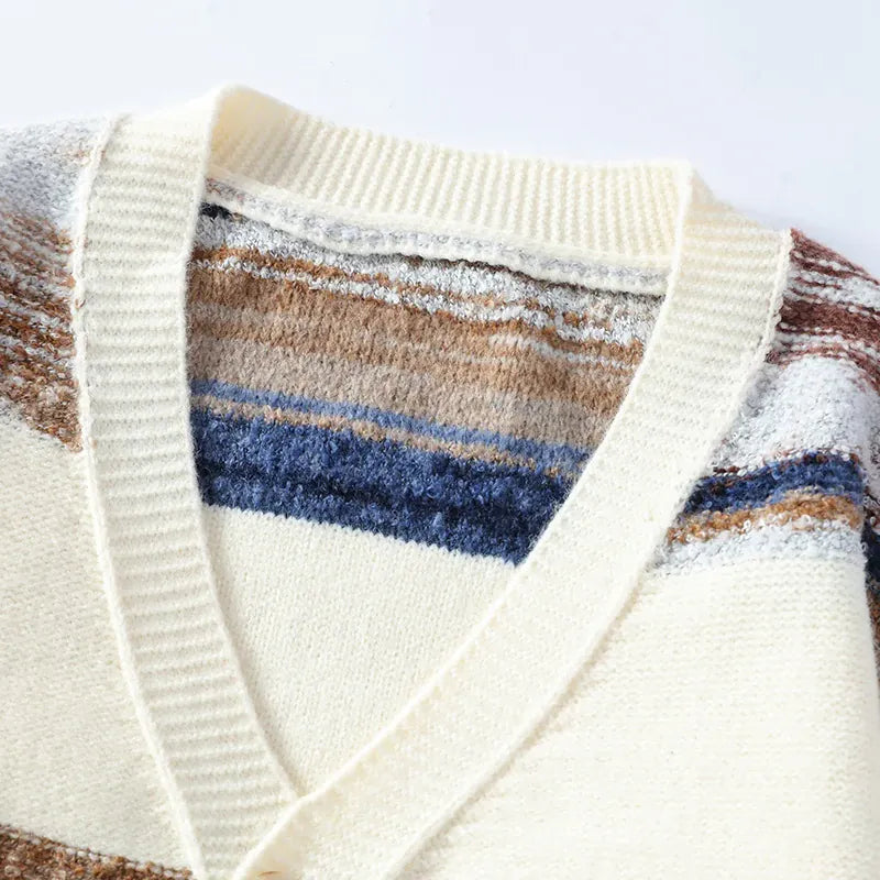 Vest heren | Gebreid vest met knopen en abstract patroon