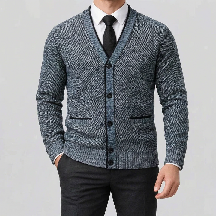Vest heren | Gebreid vest met v-hals en knoopsluiting
