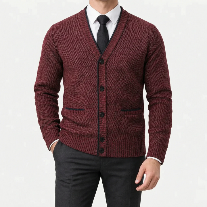 Vest heren | Gebreid vest met v-hals en knoopsluiting