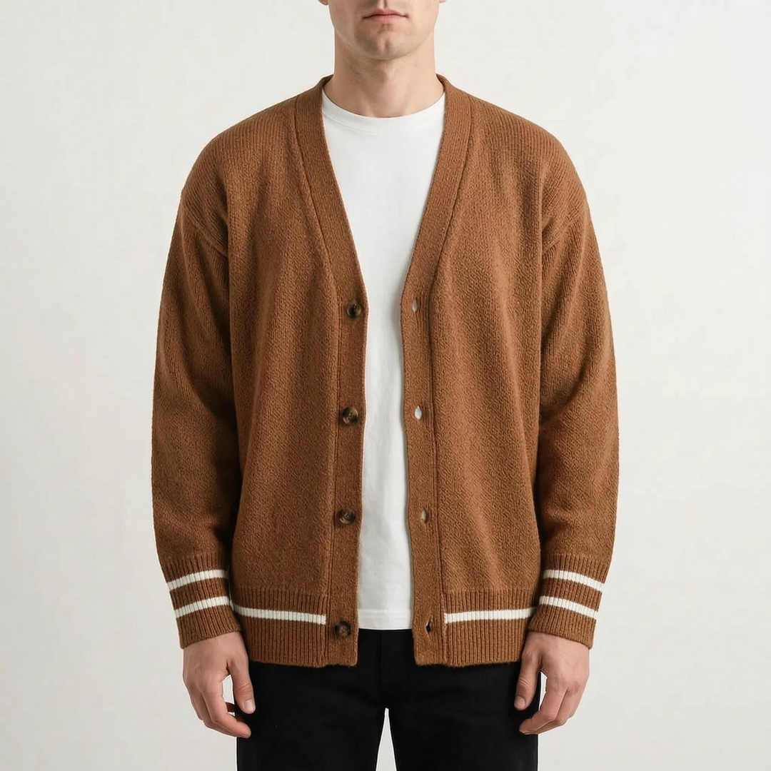 Vest heren | Gebreid vest met v-hals en knoopsluiting