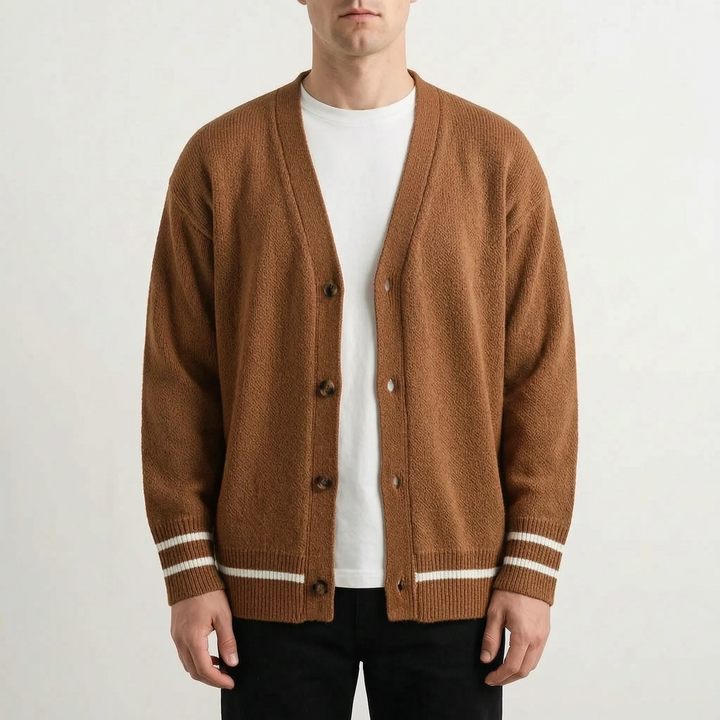 Vest heren | Gebreid vest met v-hals en knoopsluiting